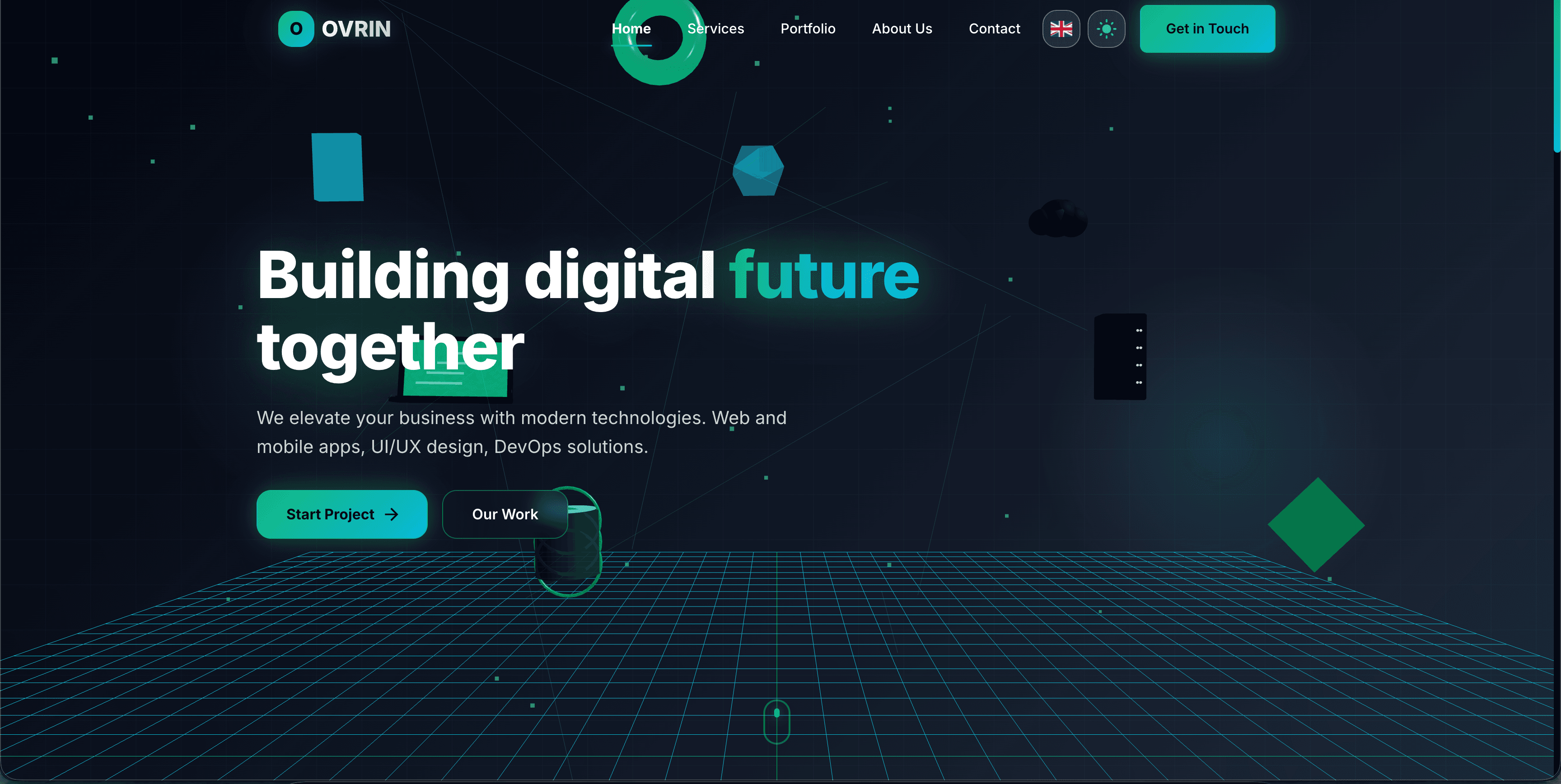 Ovrin Digital Agency — Digital agency website showcasing web development, design, and tailored digital 